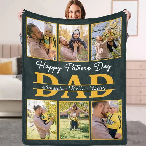 Miniatura 11 de Manta personalizada para padre con foto, regalos personalizados para papá, papá, abuelo, papá, cumpleaños, Navidad Papá Estilo 7