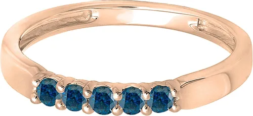 Miniatura 62 de Dazzlingrock Collection Anillo de boda redondo de 5 piedras preciosas o diamantes para mujer en oro macizo de 10 K/14 K/18 K
