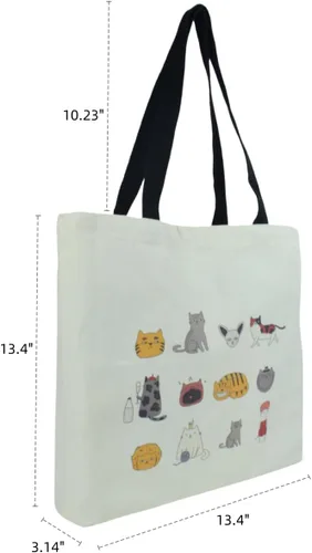 Miniatura 4 de Bonita bolsa de mano para mujer con cremallera, divertido bolso con gatos, perros, bolso grande de lona para el hombro