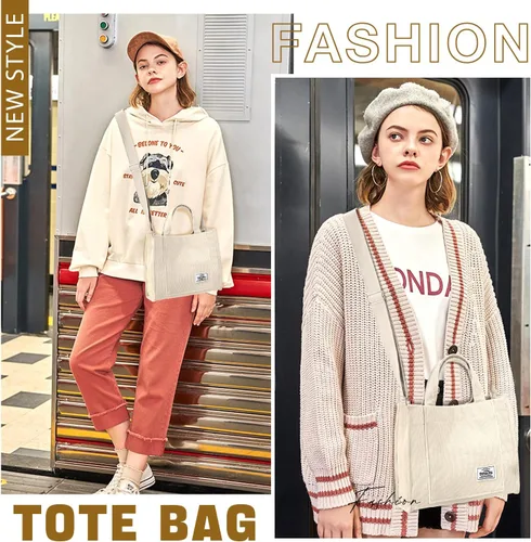 Miniatura 6 de Corduroy Tote Bag for Women Small Satchel Bag Mini Tote Bag Aesthetic Crossbody Handbag - School Work Travel Shopping