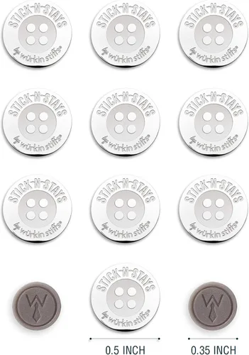 Miniatura 2 de Stick-N-Stays Magnetic Collar Stays by Würkin Stiffs Silver Includes 10 Magnetic Adhesive Stays and 2 Power Button Magnets Great for Polos Gift
