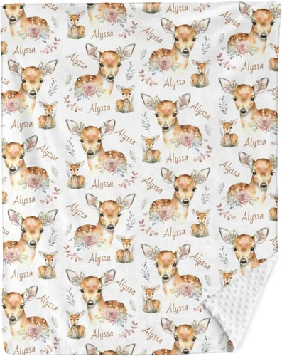 Miniatura 30 de Mantas de bebé personalizadas para niños, manta de felpa suave de doble capa con respaldo de puntos, manta personalizada de oso minky, manta de bebé