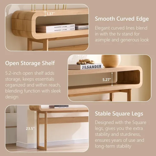 Miniatura 5 de IFGET - Mesa de consola larga de 63 pulgadas, mesa moderna de entrada de 31.5" de altura con estante de almacenamiento abierto, diseño de perfil