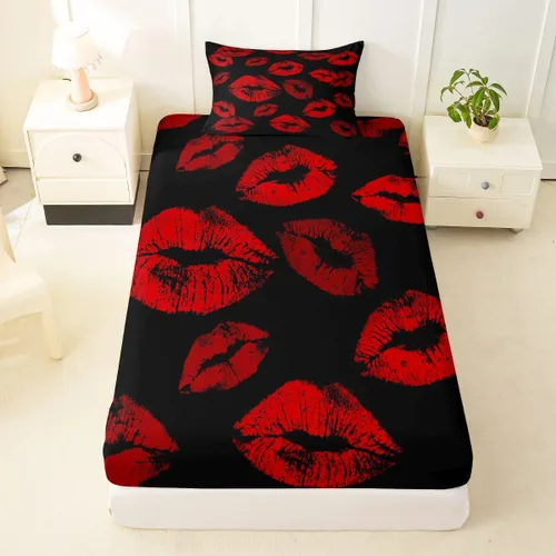 Miniatura 25 de Feelyou Leopard Print Lips Fitted Sheet Twin Size for Kids Boys Girls Cheetah Print Bed Sheets Set 16" Deep Pocket Soft Breathable Microfiber