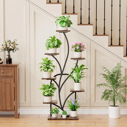 Miniatura 2 de Soporte para plantas de interior con luces de crecimiento, soporte para plantas de 51 pulgadas de alto, estante de esquina para plantas