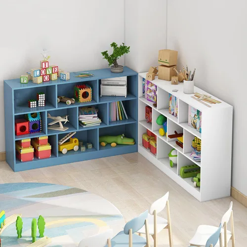 Miniatura 8 de IOTXY Estantería Baja de Estante Abierto - Organizador de Gabinete de Exhibición de Pie de Madera de 3 Niveles con Base, Estantería Horizontal Corta