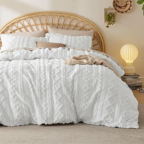 Miniatura 14 de Bedsure Funda de edredón bohemia, tamaño Queen, suave y cómoda, diseño elegante, ropa de cama bohemia para decoración, lavable a máquina, para todas