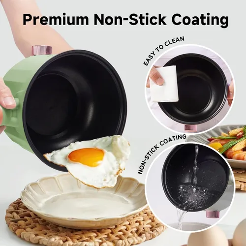 Miniatura 5 de Olla eléctrica con vaporizador, olla de fideos rápidos, olla eléctrica antiadherente para Raman, sopa, fideos, filete, avena, rápida, con control
