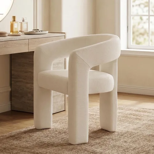 Miniatura 64 de HNY Juego de 6 sillas modernas de barril para cocina y comedor, sillas acentuadas tapizadas en lino con brazo, sillas de tocador laterales de 47 cm
