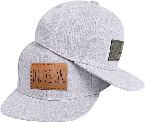 Gorra de béisbol con nombre personalizado, regalos personalizados, con parche de cuero, gorro de camionero para niños y niñas de 0 a 3 años
