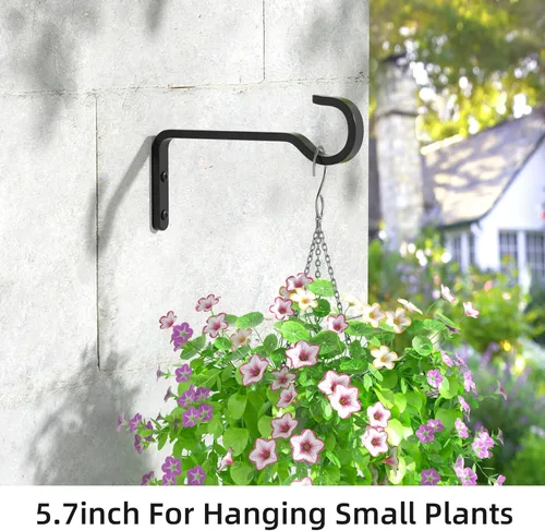 Miniatura 2 de Saffruff Paquete de 2 perchas resistentes de 5.7 pulgadas para plantas al aire libre, soportes de hierro para colgar plantas en el exterior, ganchos