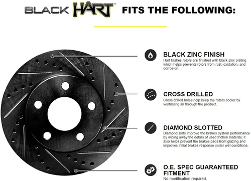 Miniatura 3 de Hart Brakes Kit Frenos y Rotores Delanteros Pastillas de Freno Delantero Rotores y Pastillas de Freno Pastillas y Rotores de Freno Cerámico
