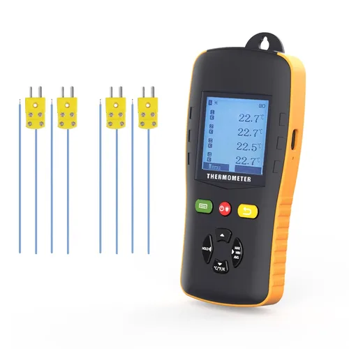 Miniatura 9 de Tzone Termómetro de datos de termopar tipo K/T/J Termómetro de doble sonda de mano dual channel temp recorder usb,digital,61440 recordings,auto
