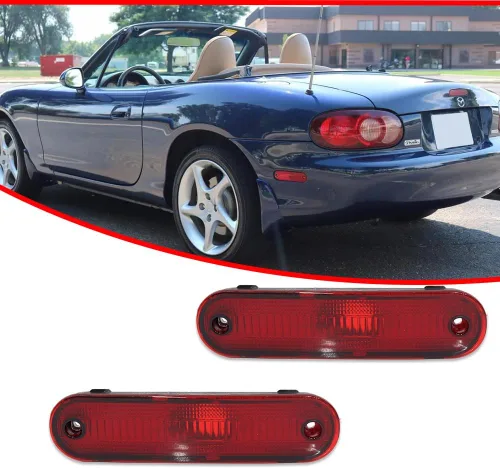Miniatura 3 de Conjunto de carcasa de luz de marcador lateral de lente roja ámbar delantera y trasera compatible con lámpara de parachoques Fender Fender 1990-2005
