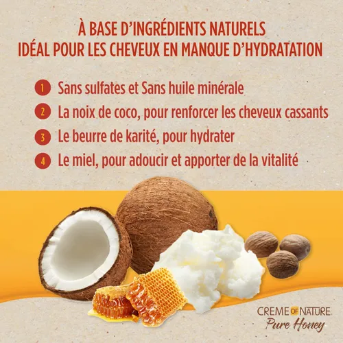 Miniatura 3 de Creme of Nature Mascarilla para el cabello, miel pura, aceite de coco y fórmula de manteca de karité, reposición de humedad y fuerza, 11.5 onzas