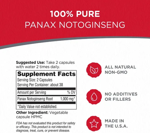 Miniatura 2 de Dairyland Ginseng - Cápsulas de Notoginseng - 75 unidades - Cápsulas del complejo Tienchi Ginseng - Auténtica cápsula de Notoginseng - Cápsulas