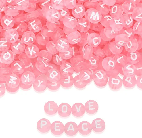 Miniatura 23 de ZHIYUXI - 1500 piezas de cuentas de letras de acrílico para pulseras de la amistad, cuentas de alfabeto para pulseras, collares, fabricación
