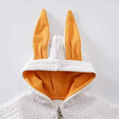 Miniatura 49 de Mameluco de algodón para recién nacido, con capucha, con cremallera, de algodón, lindo conejo, con cremallera