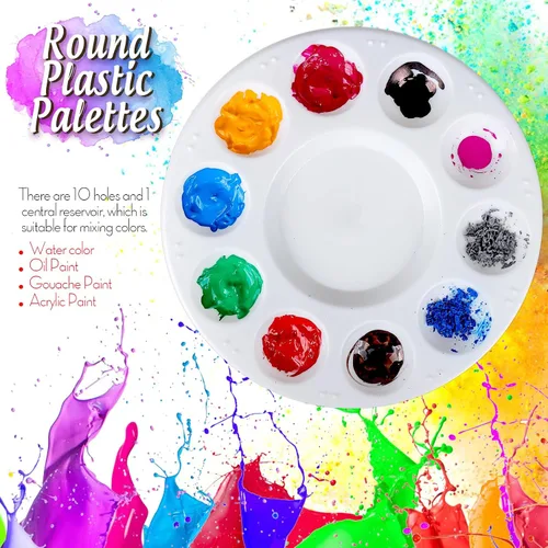 Miniatura 4 de FANDAMEI Juego de pinceles y paleta de pintura redonda, pinceles, pincel de pintura sintética, pinceles para pintura, paletas de bandejas de pintura