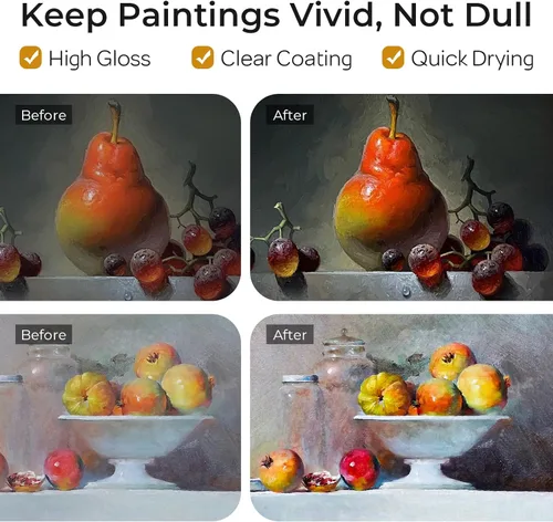 Miniatura 3 de Nicpro Barniz Brillante para Pintura Acrílica 4oz, Sin Amarilleamiento, No Tóxico, Anti-Agrietamiento, Barniz Acrílico Transparente para Artistas