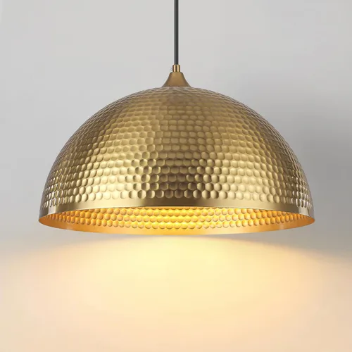 Miniatura 20 de Paquete de 2 luces colgantes doradas para isla de cocina, lámpara colgante de cúpula martillada de 12 pulgadas, luces colgantes de cocina de granja