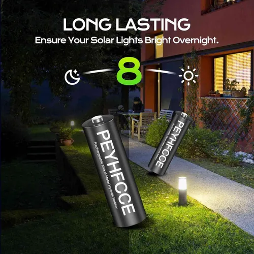 Miniatura 5 de Baterías AA recargables de 600 mAh, batería AA NiMH de 1.2 V de alta capacidad para luces solares al aire libre y dispositivos domésticos
