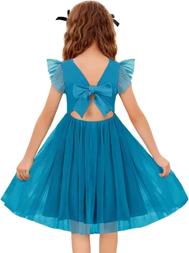 Miniatura 13 de Arshiner Vestido tutú de verano para niñas pequeñas, de tul sin espalda, para fiesta, cumpleaños, vestidos de algodón, 2-6 años