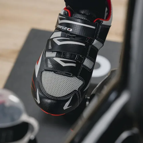 Miniatura 7 de Venzo Zapatos de ciclismo de carretera para hombre, 3 correas, compatibles con Delta Shimano SPD y Look ARC Delta, perfectos para bicicletas