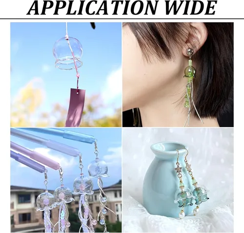 Miniatura 4 de FASHEWELRY 10 piezas Tapas de Flores de Vidrio Hechas a Mano Cuentas Florales de Cristal Transparentes en Forma de Trompeta Espaciadores de Flores a