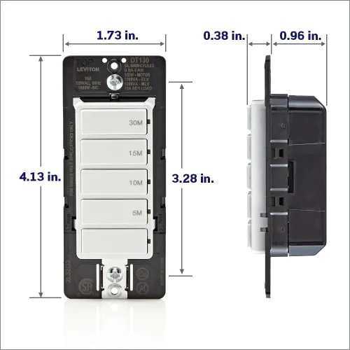 Miniatura 8 de Leviton Interruptor Temporizador de Cuenta Regresiva para ventilador de baño y luces del hogar, 5-10-15-30 minutos, no requiere neutro, unipolar