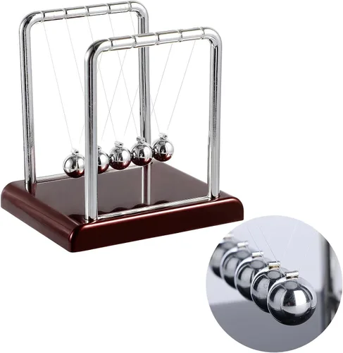 Miniatura 8 de Cuna de Newton Bolas de Equilibrio, Bolas de Péndulo con Base Negra, Péndulo Cuna de Newton, Decoración de Escritorio para Hombres, Juguetes