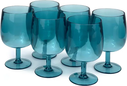 Miniatura 24 de Yalin Juego de 6 vasos apilables de plástico acrílico irrompible de 12 onzas para vino y agua (transparente, 15 onzas)