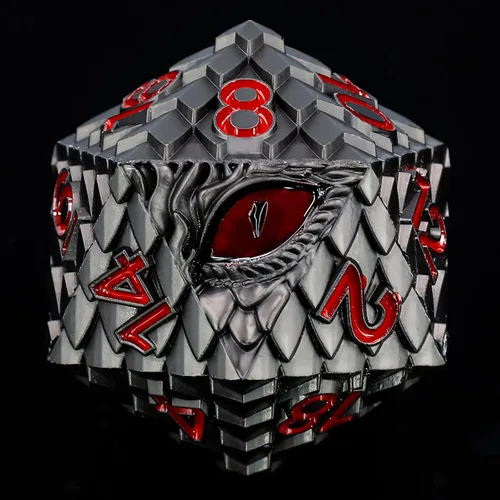 1 dado de metal D20 DND – Dados poliédricos gigantes metálicos de 20 caras, dados grandes de 1.378 in de ojo de dragón para juego de mesa de