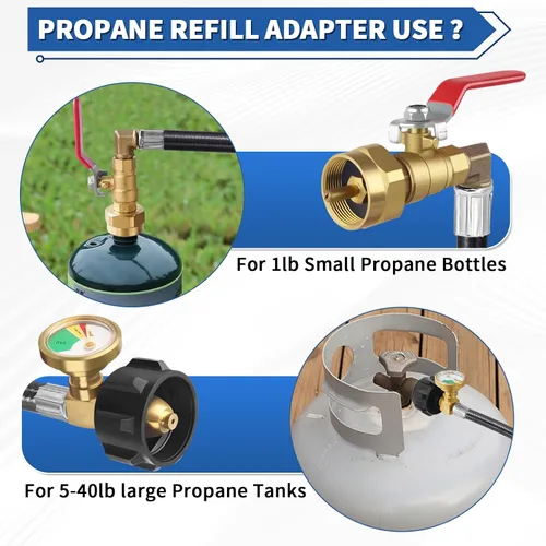 Miniatura 3 de Boltigen Adaptador de Recarga de Propano para Tanques de 1 libra, Adaptador de Llenado de Propano de 36 pulgadas, Conector Convertidor de Llenado