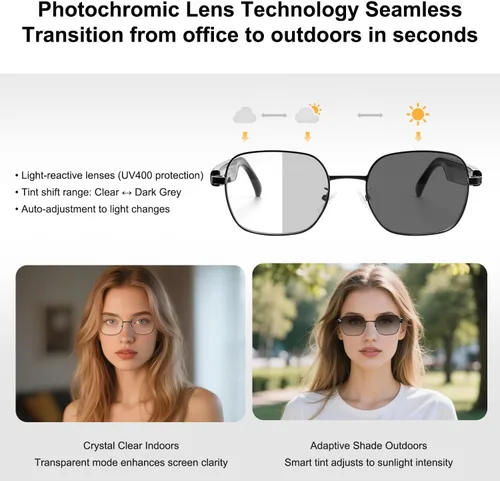 Miniatura 3 de Anteojos Inteligentes para Hombres y Mujeres, Toque Inteligente, Anteojos Bluetooth Anti-Luz Azul con Altavoces, Anteojos de Sol Polarizados