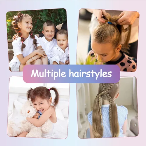 Miniatura 7 de 200 piezas de gomas elásticas para el cabello, sin pliegues, pequeños sujetadores de cola de caballo para niños, niñas, bebés y niños pequeños