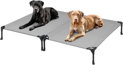 Miniatura 35 de Veehoo Outdoor Elevated Dog Bed for Large Dogs, Cooling Raised Dog Cot Off Ground Hammock Pet Beds with Breathable Mesh, No-Slip Feet, 50"x32