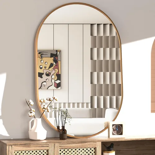 Miniatura 8 de Espejo ovalado de baño, espejo de tocador de pared con cápsula, espejos de píldora de 24 x 36 pulgadas montados en pared, espejo grande y moderno