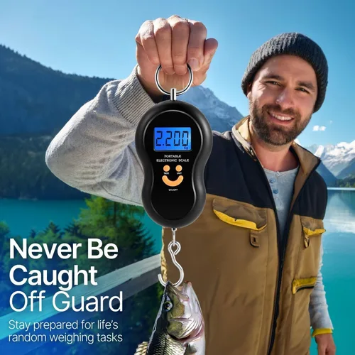 Miniatura 8 de Flexzion Báscula digital para colgar – Báscula portátil de equipaje de 110 lb/50 kg y báscula de pescado con retroiluminación electrónica LCD