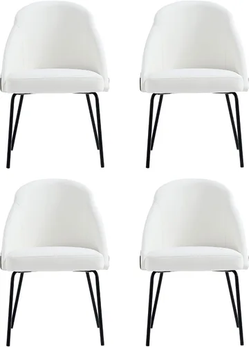 Miniatura 15 de Manhattan Comfort Gracie - Juego de 1 sillas de comedor modernas de piel sintética, asiento tapizado de piel sintética, patas de acero, espuma
