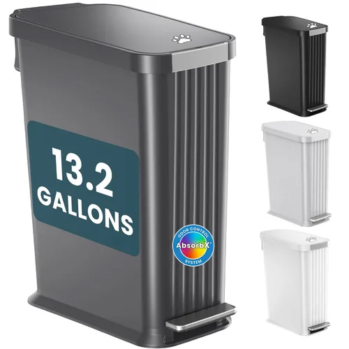 Miniatura 15 de iTouchless Cubo de basura para excrementos de perro de 3 galones/11 litros con tapa y filtro de olor AbsorbX, cubo de basura de acero inoxidable a