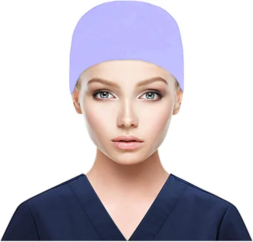 Miniatura 2 de Gorra Bouffant con bolsa de cola de caballo de botón, cómoda para atar en la espalda, gorra elástica de color sólido para cubiertas de cabello largo