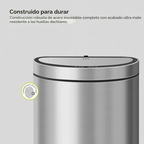 Miniatura 6 de EKO Mirage - Bote de basura semicircular con sensor de movimiento, de 12.4 galones, grande, automático para cocina con compartimento desodorante