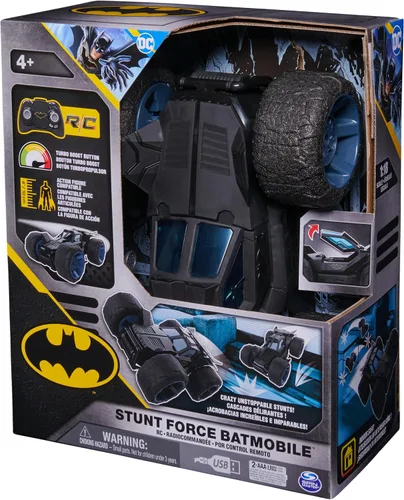 Miniatura 8 de DC Comics, Batman Stunt Force Batmobile, auto de control remoto para interiores, Turbo Boost y trucos locos, juguetes coleccionables de superhéroes