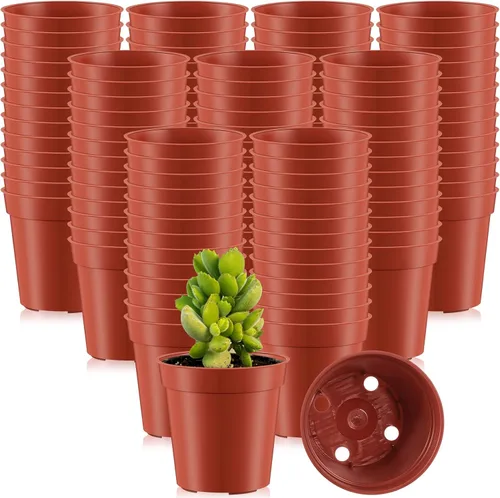 Miniatura 6 de Yaomiao 200 Piezas Macetas de Plástico Negras Mini de 2 Pulgadas para Plantas de Vivero, Macetas de Semillero Iniciador de Semillas con Agujeros