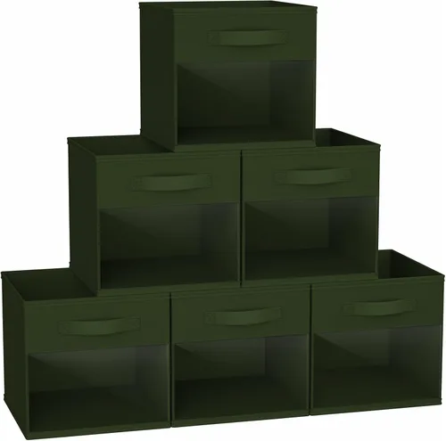Miniatura 13 de DIMJ Cubo de almacenamiento, 6 paquetes de contenedores plegables con asas, contenedores de tela para organización, cubos organizadores