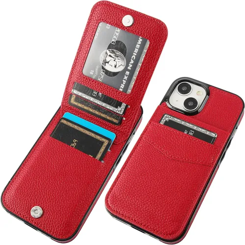 Miniatura 15 de KIHUWEY Compatible con funda tipo cartera con tapa para 15 con soporte para tarjetas de crédito, cierre magnético de cuero premium con función
