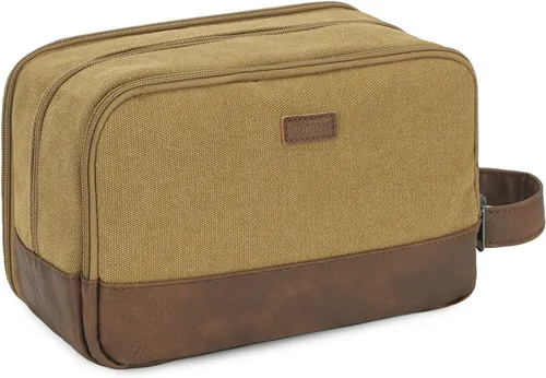 Miniatura 13 de WANDF Bolsa de Aseo de Viaje para Hombres Kit Dopp Grande Bolsa de Aseo y Afeitado Resistente al Agua Bolsa Colgante Accesorios de Viaje para Beige