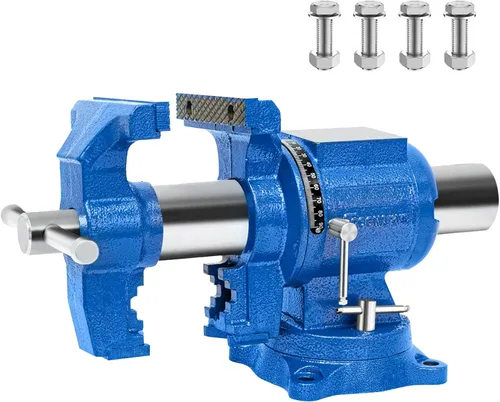 Miniatura 15 de UPG - Tornillo de banco mejorado de 5 pulgadas con tornillo de banco de hierro dúctil, tornillo de banco multiusos de 360° con yunque y pasadores