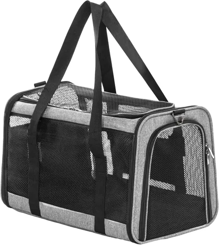 Miniatura 11 de PETSFIT Transportador de gatos de lados suaves con hebillas de seguridad patentadas, cremalleras bloqueables y correa de seguridad, transportador